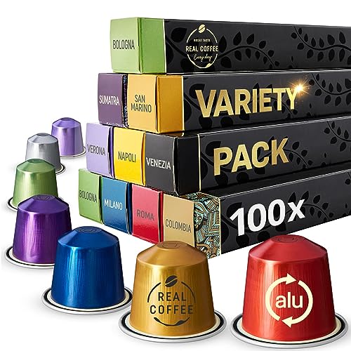 Variety Pack: 100 Nespresso Compatible Pods. Test-Winning Capsules. 9 Different Varieties.