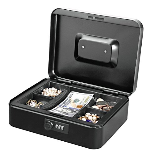 Jssmst（ジェスマット）手提金庫 ダイヤル式 金属製 25x20x9cm A5サイズ CB0701L (黒)