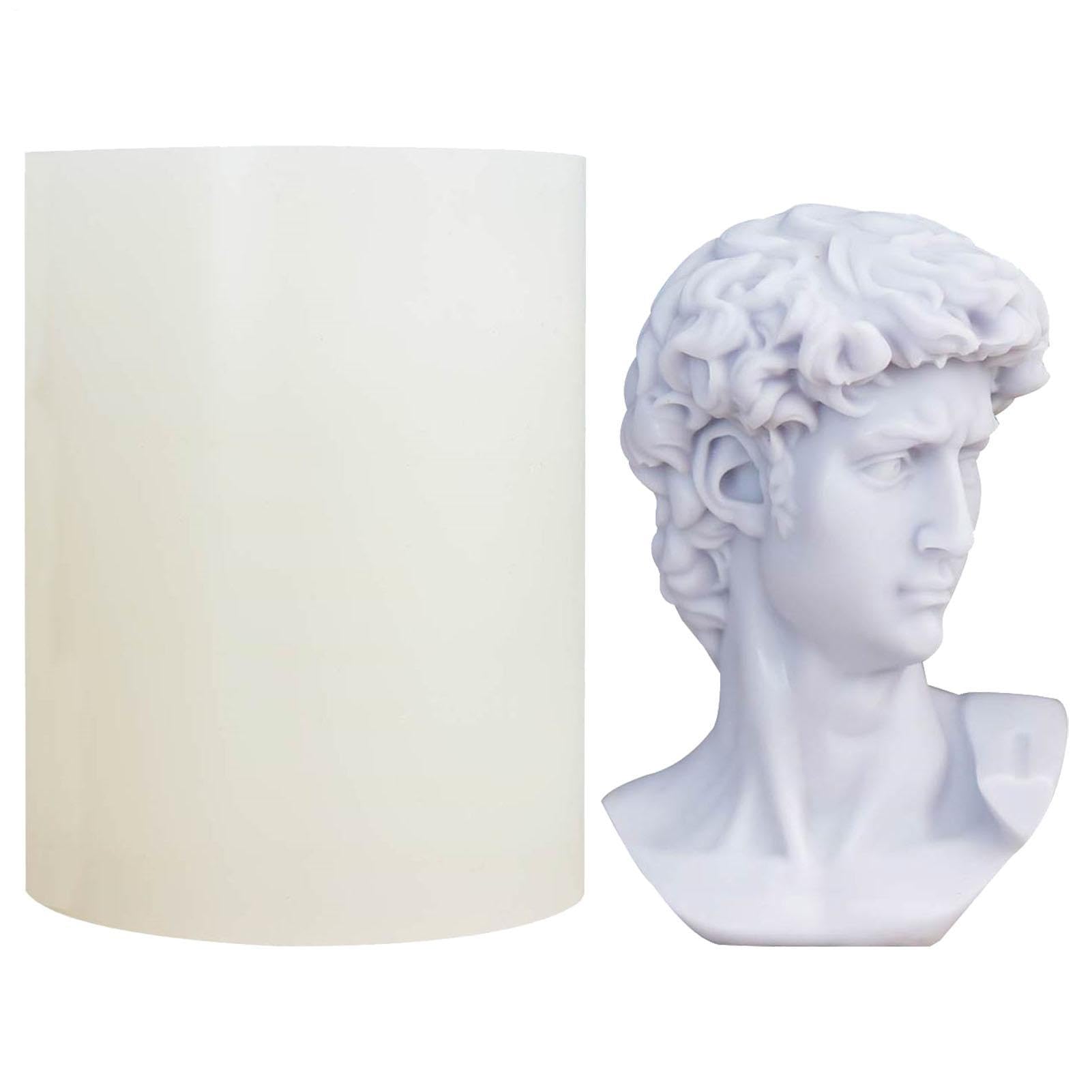 David - Stampaggio in silicone 3D da 15,7 x 11,7 x 11,7 cm | stampo flessibile per alimenti, design durevole che non si strappa, cilindro candela stampo dessert gelatina helad