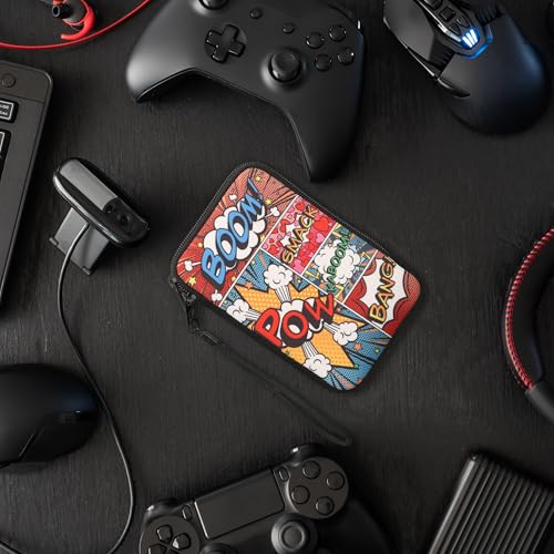 Image of kwmobile Carrying Case Compatible with Nintendo 3DS XL - Console Pouch with Zipper and Design - Comic Book Symbols Multicolor