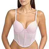 BCBG Generation Women's Mesh Rhinestone Embellished Corset Bra Top, Cherry Blossom 38C