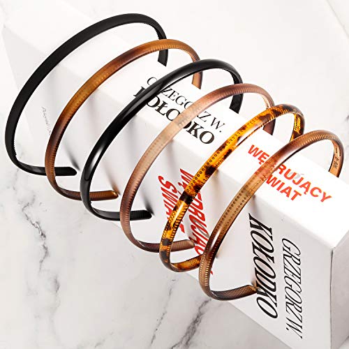 WILLBOND 6 Pieces Plastic Plain Headbands Teeth Comb Headbands Skinny DIY Hair Bands for Women - Image 3