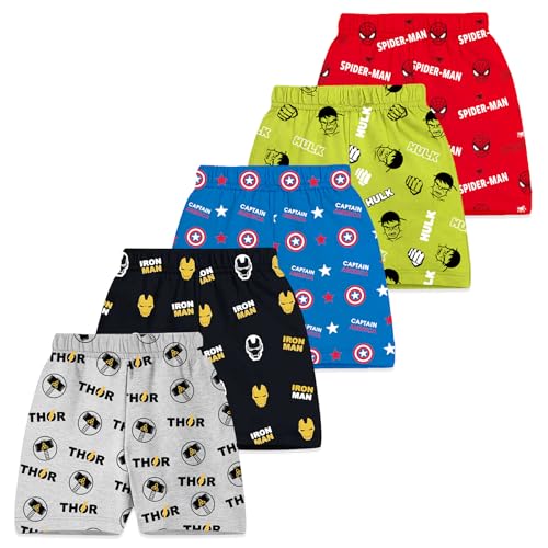 Image of Kuchipoo Marvel Boys Printed Cotton Shorts | Superheroes | Iron Man | Spider-Man | Hulk | Thor | Captain America | Pack of 5