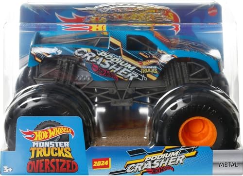 Hot Wheels Monster Trucks Podium Crasher 2024 bleu 1:24 pour enfant