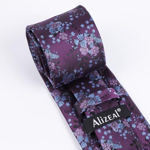 Image of Alizeal Mens 3.15inches Delicate Floral Tie with Small Flower Printed Handkerchief Set