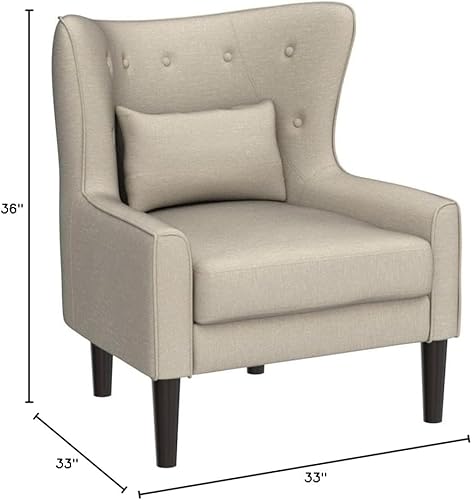 Miniatura 2 de Rosevera Malcolm Liviana - Silla de poliéster fino con respaldo de ala, reposabrazos con cojín de respaldo para sala de estar, dormitorio, estándar,