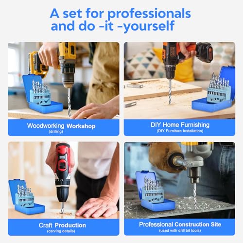 19PCS HSS Drill Bit Set,Ø1.0 to 10mm Brad-point Bits Set with Foldable Storage Case,Carpentry Tools and Equipment Accessories for Wood Aluminum Copper 3 19PCS HSS Drill Bit Set,Ø1.0 to 10mm Brad-point Bits Set with Foldable Storage Case,Carpentry Tools and Equipment Accessories for Wood Aluminum Copper - Image 3