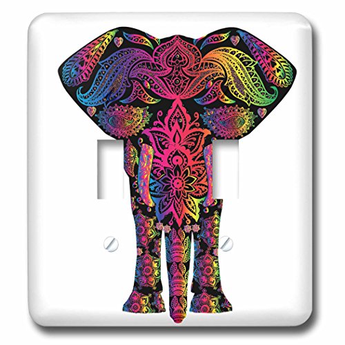Éléphant d'Asie interrupteur à bascule 3dRose lsp_240650_2 déco murale multicolore - 3