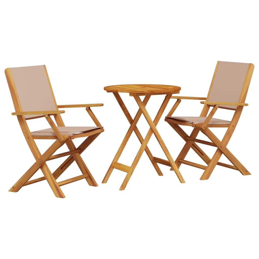 Ensemble de bistro de jardin vidaXL 3 pièces en tissu résistant taupe