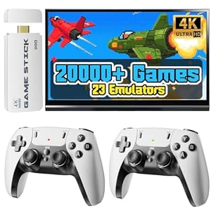 Retro Konsole Spielkonsole Game Stick, Retrolink 20.300+ Spiele mit 2 Wireless Controller, Retro Konsole Plug & Play Game Stick TV HDMI, Geschenk für Erwachsene & Familien (GB)