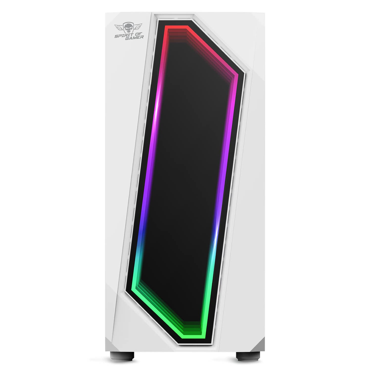 Spirit Of Gamer - INFINITY ARTIC | Case PC Gaming ATX Bianco | Case Mid Tower RGB con Pareti Laterali in Vetro Temperato | Compatibile con ATX, Micro ATX, ITX | 2 Ventole per PC da 120 mm con 1 ARGB