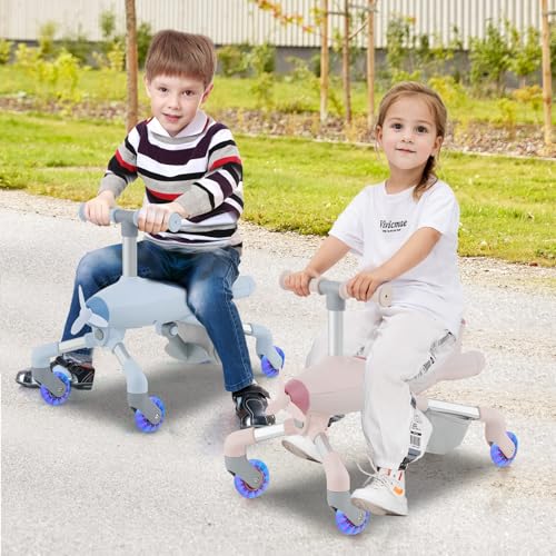 COSTWAY Dreirad mit Schubstange, 2 in 1 Schiebeauto & Rutschauto mit LED Rädern, Laufrad in Flugzeugoptik für Kleinkind ab 18 Monaten, Kinderdreirad mit Pedal und Stauraum, bis 50kg belastbar (Rosa) – Bild 3