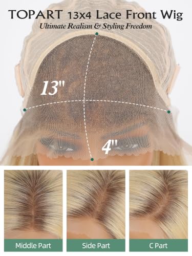 Image of 13 * 4 HD Glueless Human Hair Ombre Light Blonde Lace Front Wigs for White Women Straight Wig Pre Plucked 180% Density Transparent (20inch)