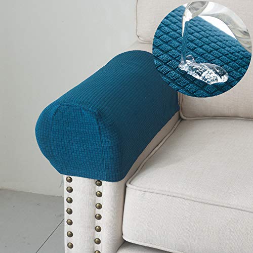 Larvinhom Armrest Covers Anti-Slip Waterproof Furniture Protector Armchair Slipcovers for Recliner Sofa Set of 2 (Teal)