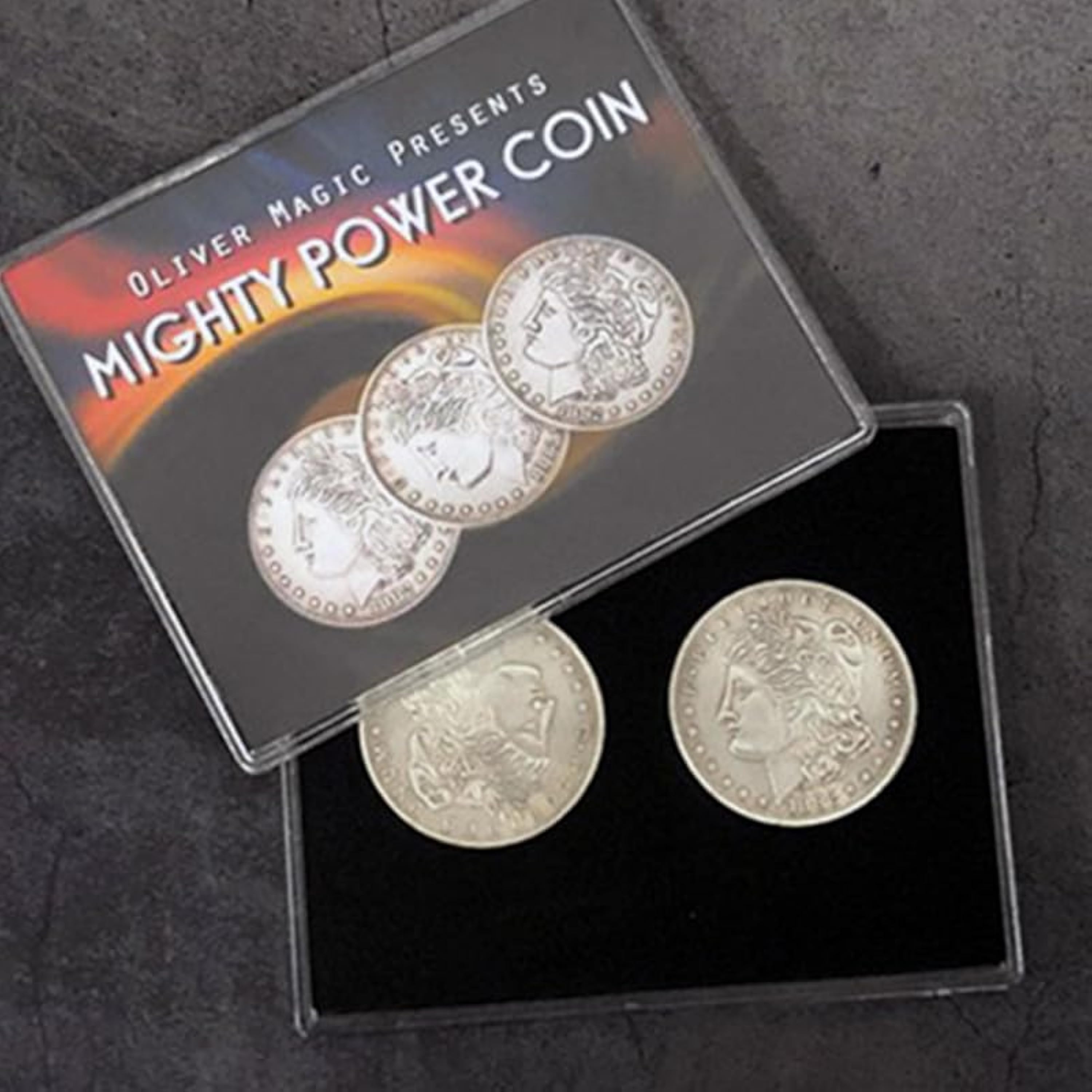 Mighty Power Coin Magic Trucos de magia Moneda magnética que aparece desapareciendo clásico efecto de movimiento moneda mágica primer plano ilusiones trucos mentalismo accesorios (Morgan Dollar)