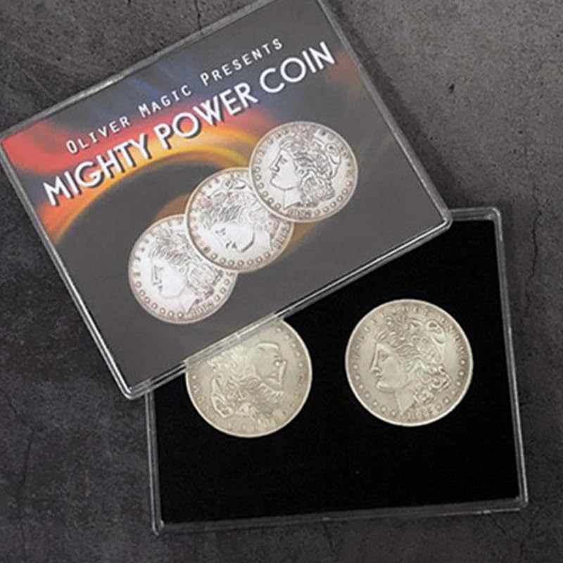 Mighty Power Coin Magic Trucos de magia Moneda magnética que aparece desapareciendo clásico efecto de movimiento moneda mágica primer plano ilusiones trucos mentalismo accesorios (Morgan Dollar)