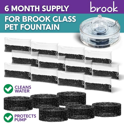 BROOK Glass Pet Fountain Filter Replacement Set – 6 Filter Rings & 12 Activated Carbon Pouches – Up to 6 Month Supply Replacement Filters Set for BROOK Cat Fountain by Brook - Used condition - Image 2