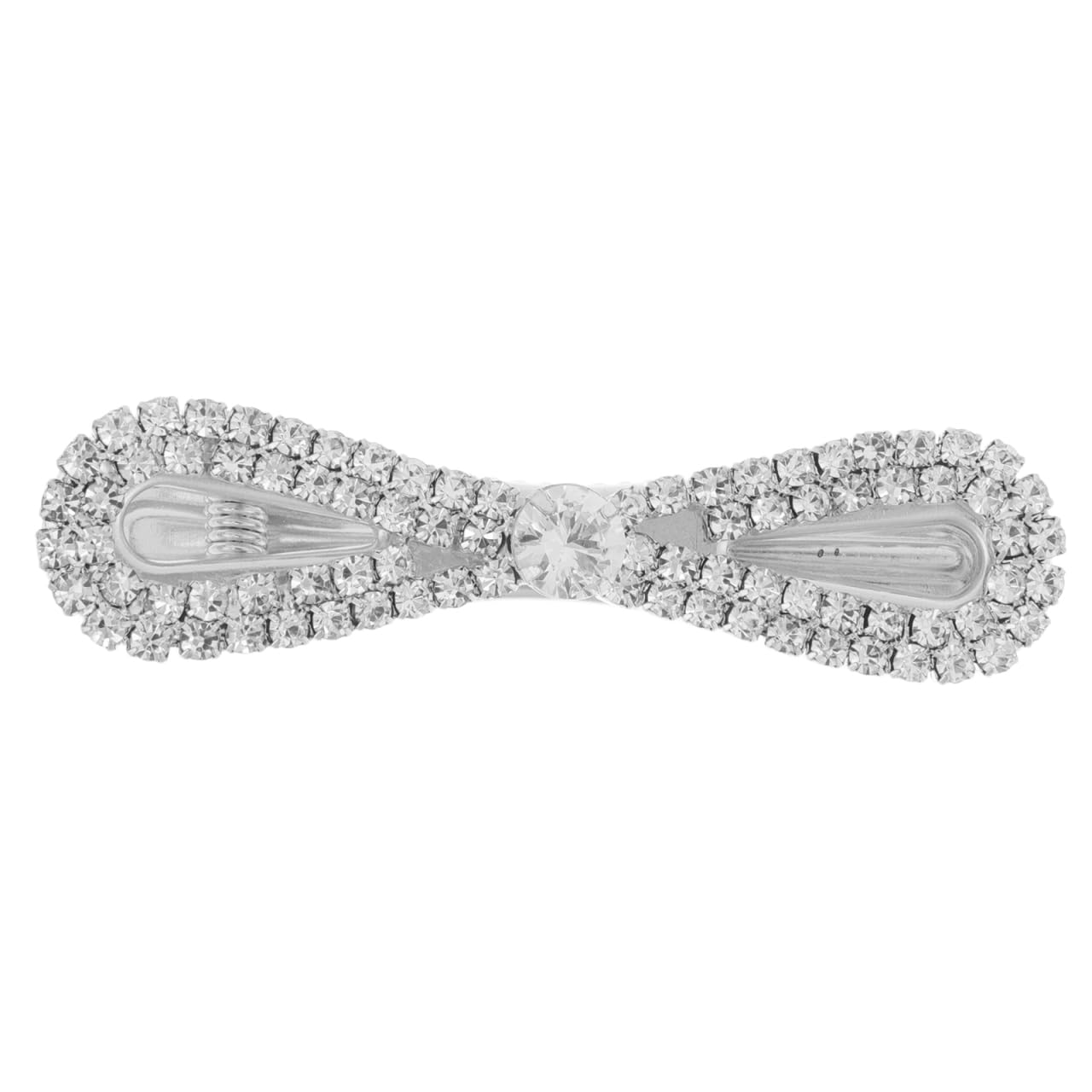 LIFKOME Rhinestone Bow Hair Clips for Women Sparkly Silver Duckbill Snap Hair Accessories Wedding Bridal Barrettes Elegant Decorations