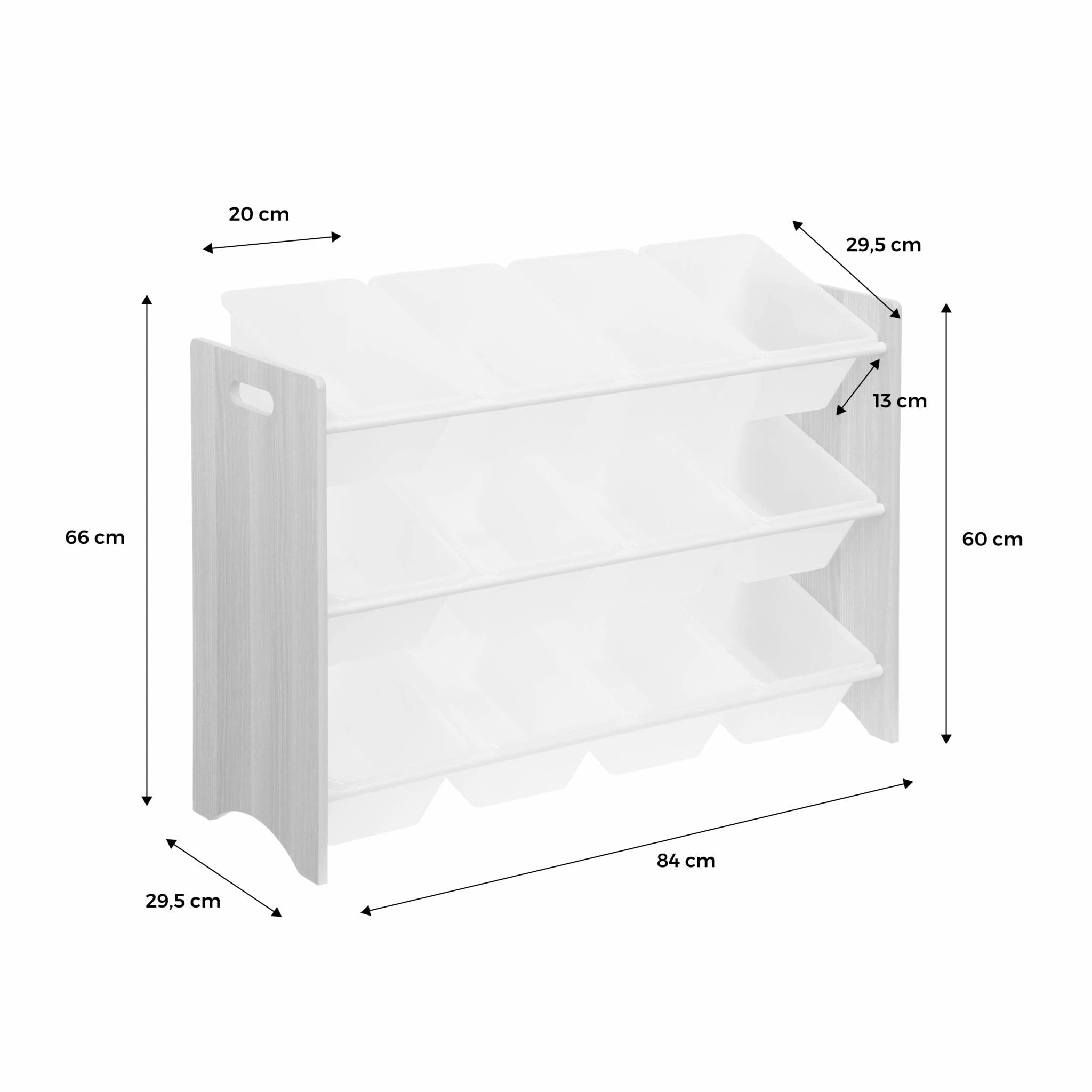 sweeek - Mueble de almacenaje para niños con 12 Compartimentos - Tobias - MDF, Madera Natural, An 84 x Pr 29,5 x Al 60cm