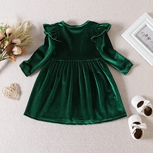 IDOPIP Toddler Baby Girls Velvet Tutu Dress Long Sleeve Princess Christmas Birthday Party Wedding Dresses Fall Winter Clothes3