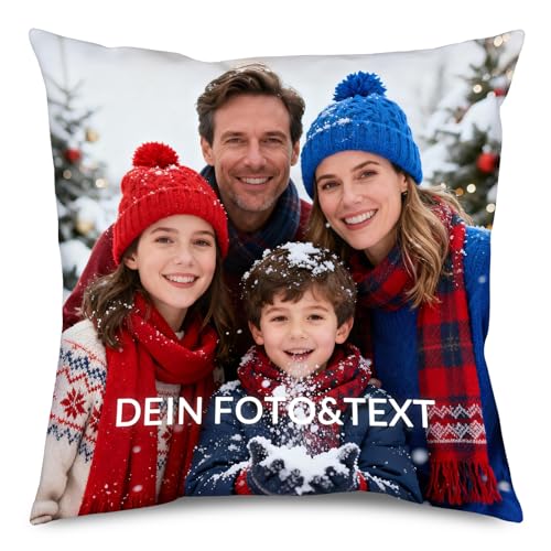 JONZIN Personalisiertes Kissen mit Foto, Doppelseitig Bedruckt (35/40/45/50cm), Individueller Foto-Kissenbezug, Personalisierte Geschenke für Paare &...