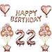 Produktbild 22 Geburtstag frau Dekoration Rose Gold, 22. Geburtstag deko für frauen damen frau Happy Birthday Girlande Banner Folienballon Konfetti Luftballons Deko Geburtstag Party Anzahl Ballons