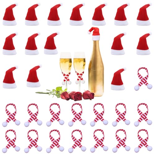 30 Stück Miniatur Weihnachtsmütze Mini Weihnachtsschal,...