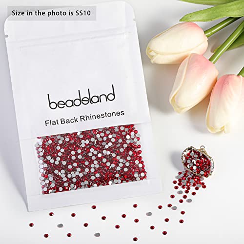 Image of beadsland Flat Back Crystal Rhinestones Round Gems, Light Siam (2.7-2.8mm) SS10 /1440pcs