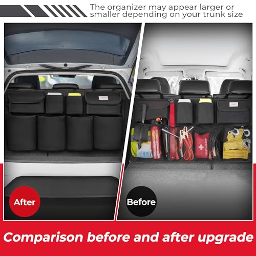 Image of SURDOCA Car Trunk Organizer, LARGE CAPACITY(43 x 19 in) Car Organizers and Storage with 8 Pockets, Upgraded Trunk Storage for Car, SUV, Truck, MPV