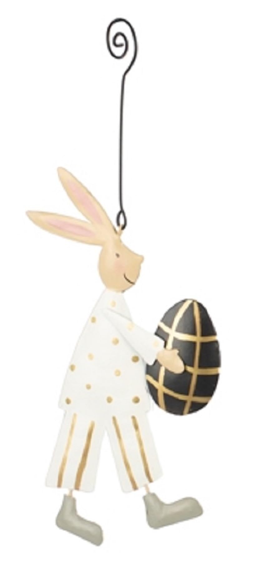 origineller und ausgefallener Anhänger Osterhase mit Osterei als beidseitig bemalte federleichte Metallfigur in 3 verschiedenen Ausführungen einzeln oder als 3-er Set (3-er Set Sortiert)