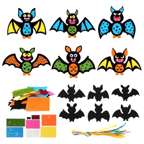 Augesak Fato de morcego de Halloween-12 peças, kit de artesanato para crianças, artesanato morcego Halloween crianças