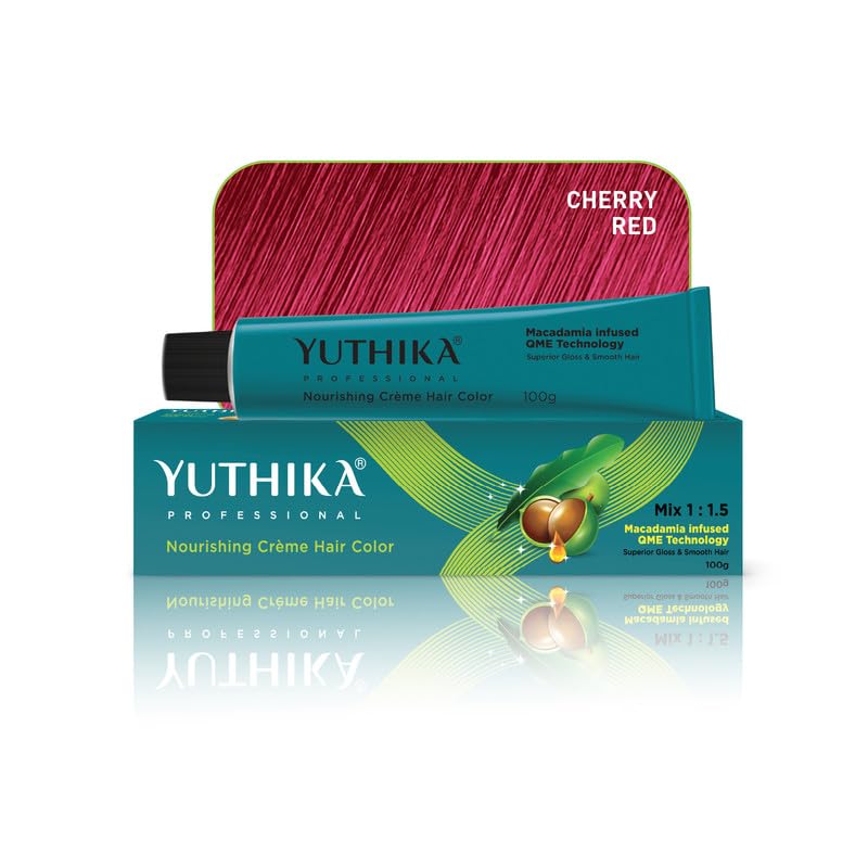 Image of YUTHIKA Professional Creme Hair Colour Cherry Red (Shade CHRED) 100g | Permanent Hair Colour & Dye | Vibrant Colour Payoff | Silky, Shiny & Long Lasting | For Women & Men | All Hair Types