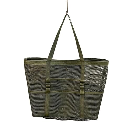 Portable Mesh Beach Bag For Travel Storage Wash Summer Swimming Bath Organizer Shopper Totes(Armygreen)
