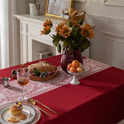 Chemin de table de dîner et nappe rouge pour décoration de table de Noël - 5