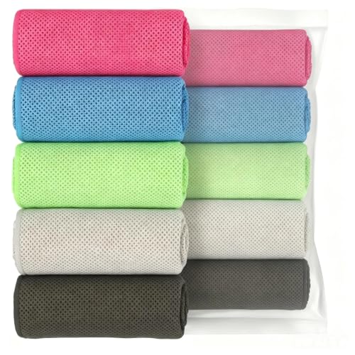 Puomue 5 Pack Cooling Towels 40 Inches X 12 Inches Breathable Soft Chilly Microfiber Towel for Yoga Sport Running Workout Gym Camping and Fitness Multicolor