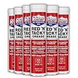 Lucas 10005 Red 'N' Tacky Grease, 14 oz Tub Long-Lasting Red Lithium Grease for Bearings, Suspension & Equipment (6 Pack)