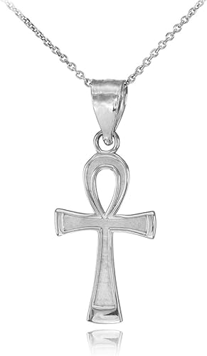 Collar con colgante de cruz egipcia Ankh de plata de ley 925