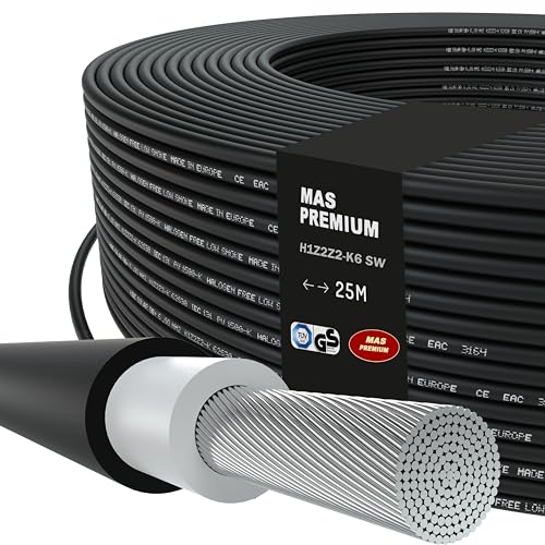 Câble photovoltaïque 6mm² noir 25m à enterrer sans halogène