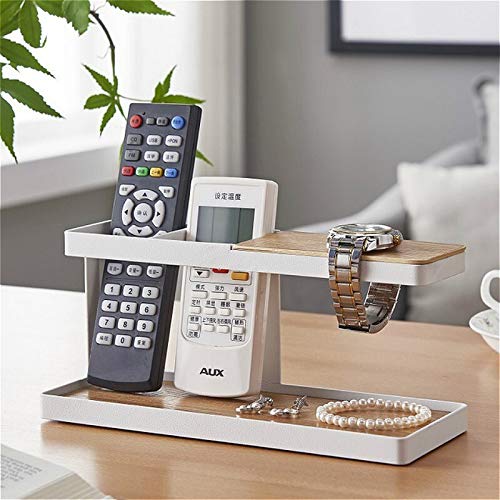 Decoración de la habitación Soporte del mando a distancia Soporte de madera de hierro vidrios de reloj Caja de almacenamiento de escritorio de oficina organizador de la joyería de almacenamiento en ra
