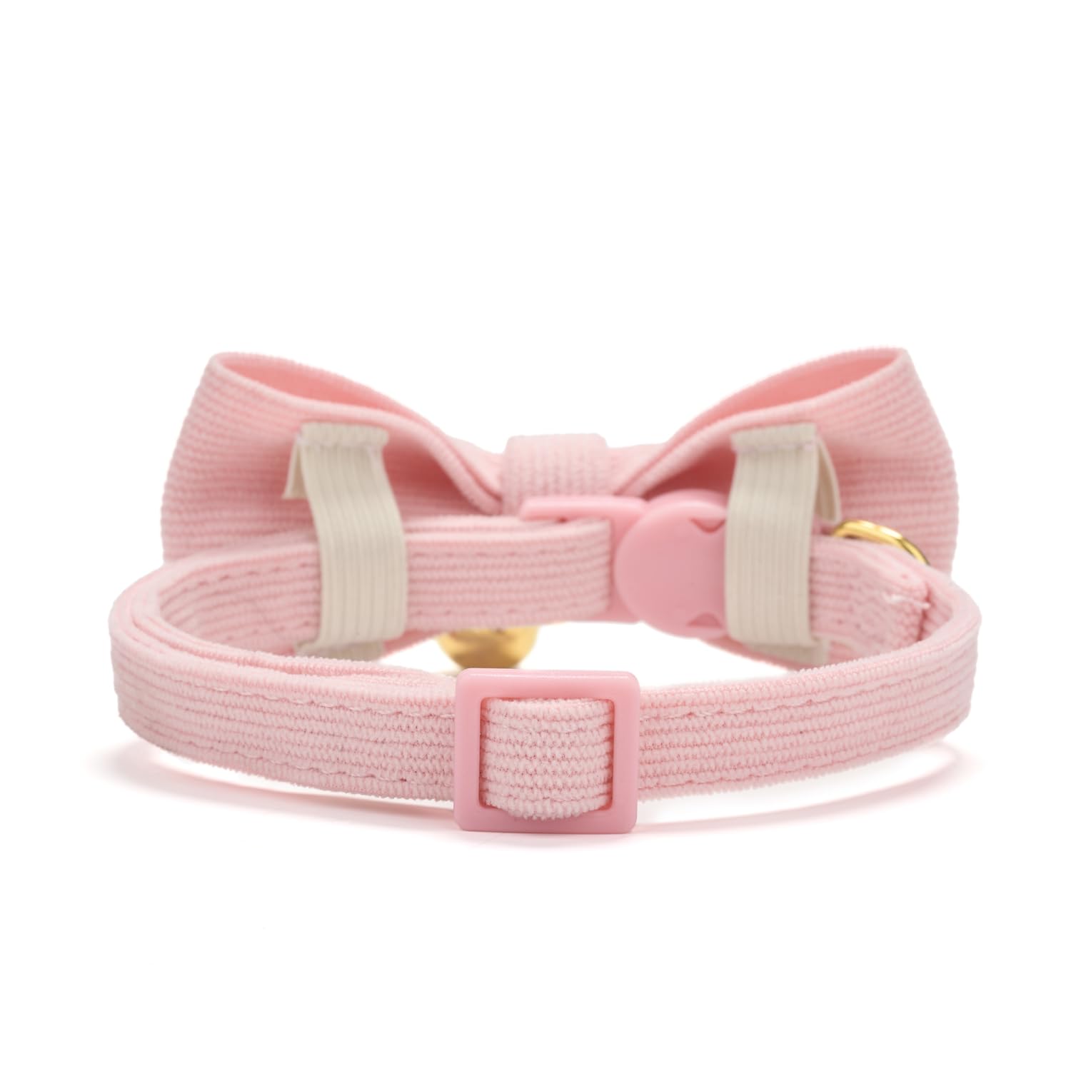 Paquete de 2 collares de pana suave para gatos con pajarita y campana, collar ajustable de algodón para gatito hembra (rosa y morado)