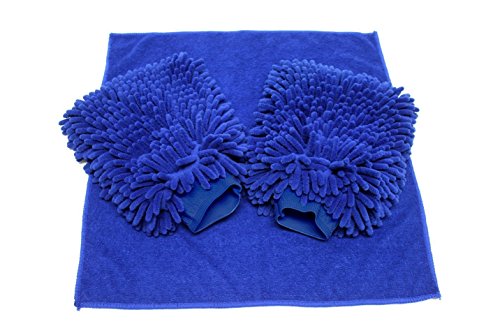 UTowels Microfiber Wash Mitt - 2 Pack Large Size Plus a Large Microfiber Wash Cloth - Wash Glove - Scratch-Free - Lint-Free