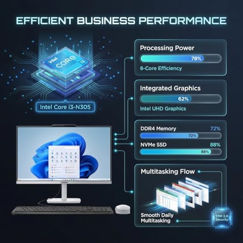 Image of Lenovo All-in-One Desktop Computer, AIO 24 with Intel Core i3-N305, 8GB RAM, 512GB SSD, Office 365 for the Web, for Home Daily use and Remote Work, Video Streaming & Photo Editing, Windows 11 Home