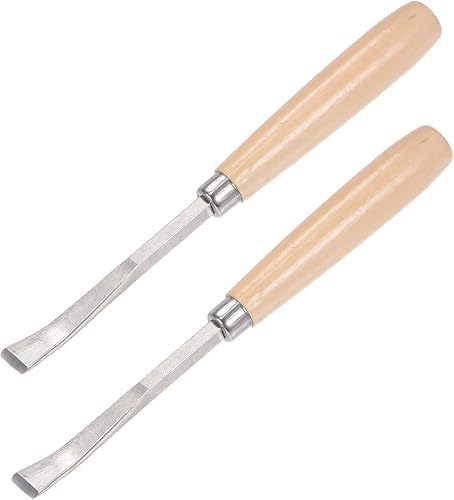 uxcell Cuchillo para tallar cinceles de madera, 0.394 in cromado 45 # acero al carbono curvada punta recta herramienta de mano para carpintería