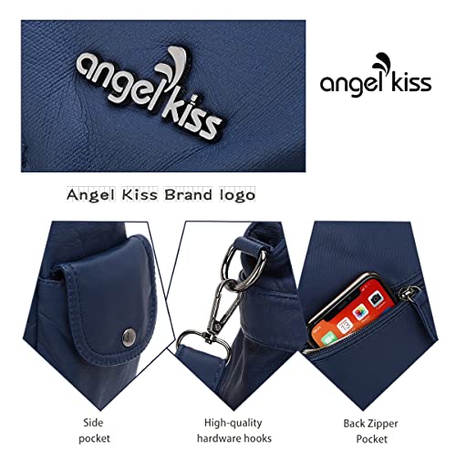 Image of Purses Women Handbags Large Double Zipper Multi Pocket Washed Shoulder Bags Purse with compartments Designer
