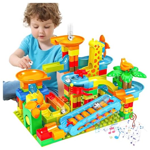 BATTOP Marble Run Building Blocks Construction Toys Set Puzzle Race Track for Kids-97 Pieces