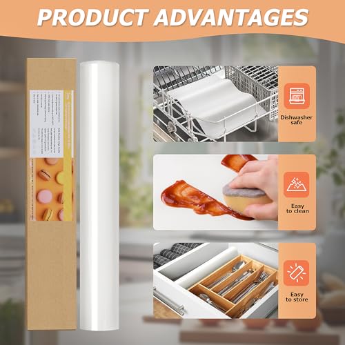 MMmat Silicone Baking Mat Roll, Non-Stick Heat Resistant Food Grade Baking Mats, Non-Slip Reusable Air Fryer Linner, Freeze Dryer Mat, Counter Mat, Oven Liner, Refrigerator Liners - 12IN x 8FT