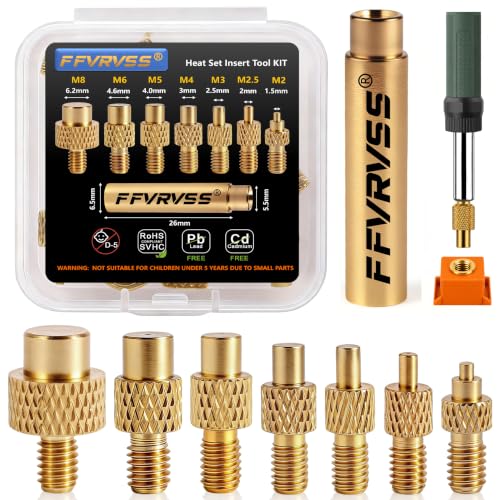 Image of Heat Insert Tool 7 Soldering Tips for M2 M2.5 M3 M4 M5 M6 M8 Threaded Inserts with T18 Soldering Iron Adapter 900m Premium Clear Storage Box