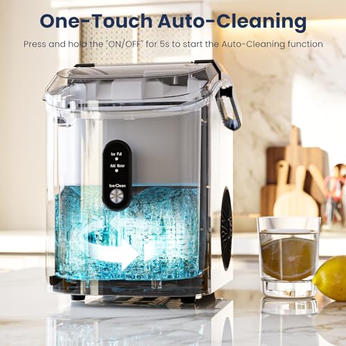 Image of Antarctic Star Nugget Ice Makers Countertop with Auto-Cleaning, 35lbs /Day, Portable Sonic Ice Machine with Handle, Basket and Scoop for Home /Kitchen /Office /Camping(Stainless Steel Black)