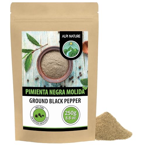 Alpi Nature Pimienta Negra Molida 250g, Granos de Pimienta Negra...