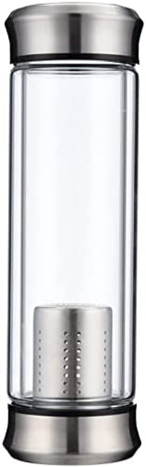Taza De Té De Viaje De Vidrio De Doble Pared con Tapa Sin BPA con Filtro De Acero Inoxidable Extraíble Botella De Té A Prueba De Fugas para Té De Hojas Sueltas Y Agua De Frutas Juego
